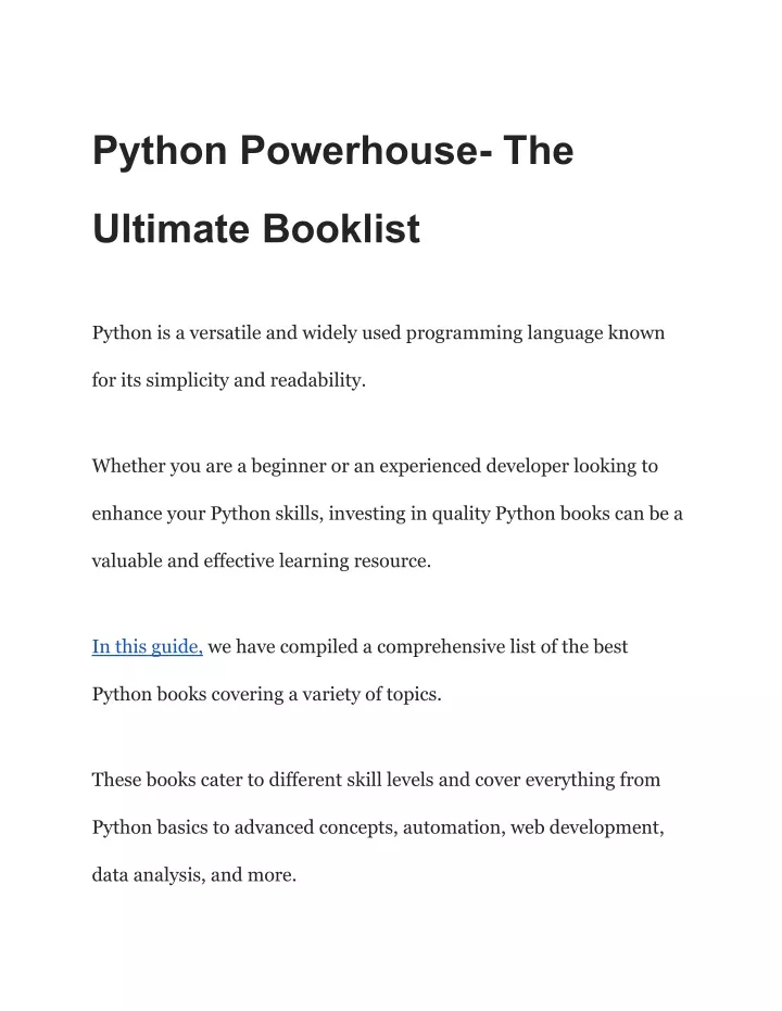 python powerhouse the