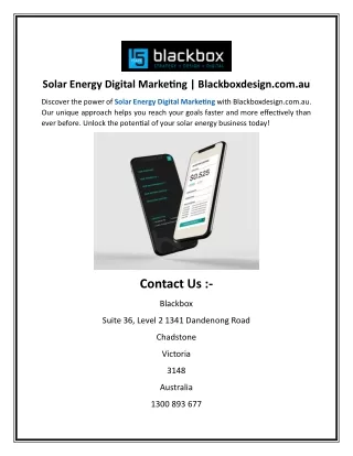 Solar Energy Digital Marketing | Blackboxdesign.com.au