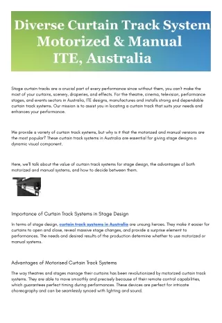 Diverse Curtain Track System | Motorized & Manual | ITE, Australia