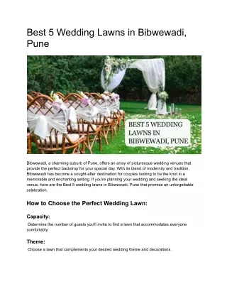 Best 5 Wedding Lawns in Bibwewadi, Pune