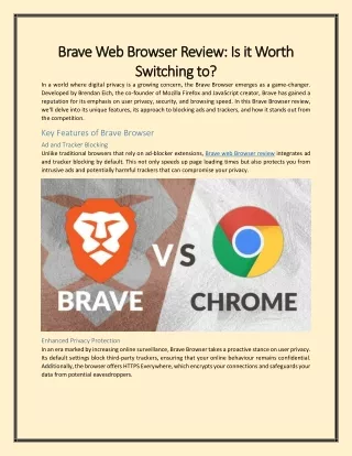 Brave Web Browser Review- Is it Worth Switching to