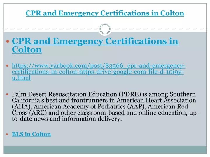 cpr and emergency certifications in colton