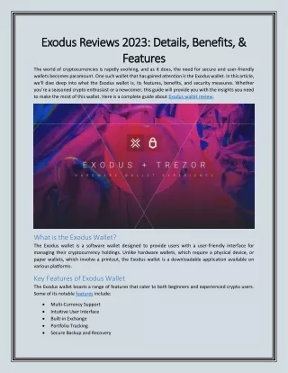 Exodus Reviews 2023- Details, Benefits, & Features