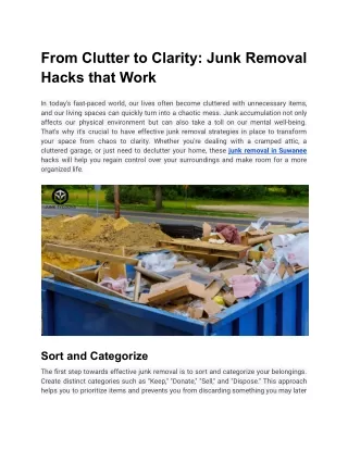 From Clutter to Clarity: Junk Removal Hacks that Work