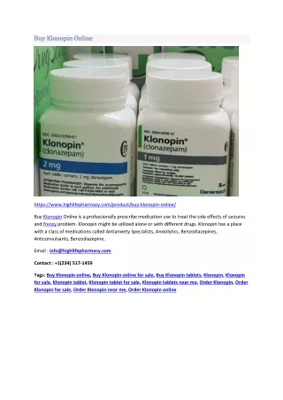 Buy Klonopin Online