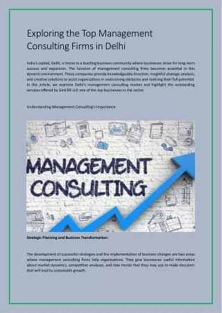 Exploring the Top Management Consulting Firms in Delhi