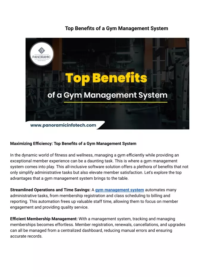 top benefits of a gym management system