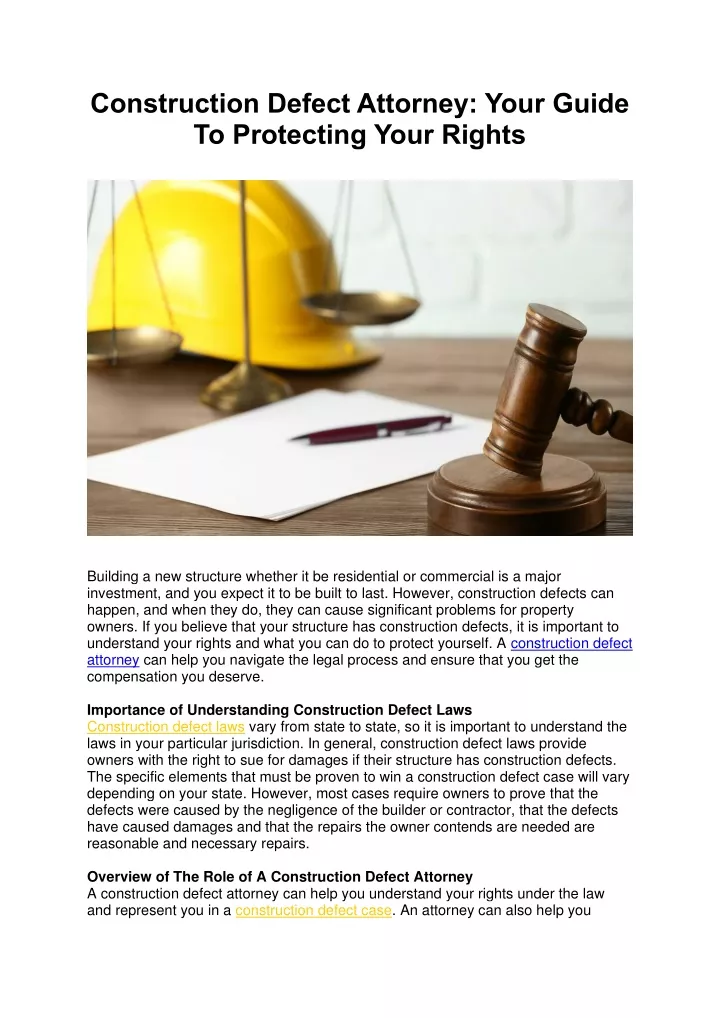construction defect attorney your guide