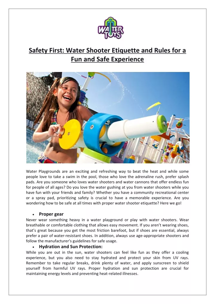 safety first water shooter etiquette and rules