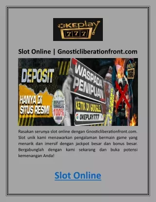 Slot Online | Gnosticliberationfront.com