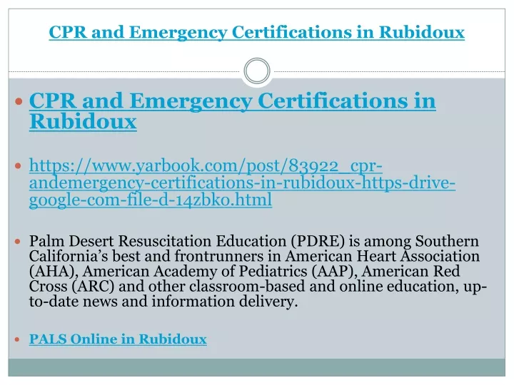 cpr and emergency certifications in rubidoux