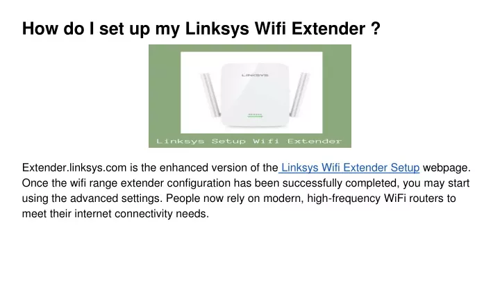 how do i set up my linksys wifi extender