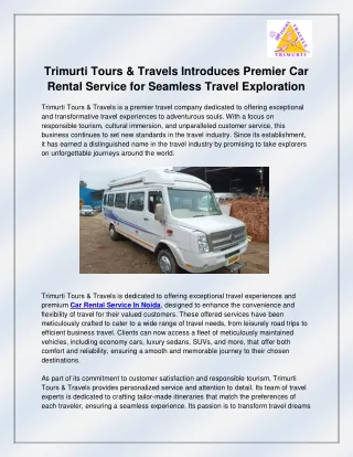 trimurti tours travels introduces premier