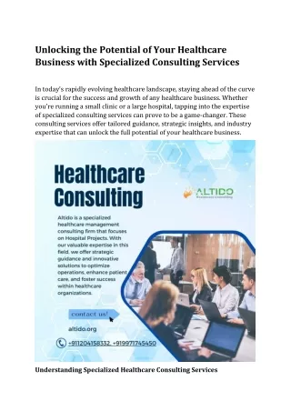 Unlocking the Potential of Your Healthcare Business with Specialized Consulting Services
