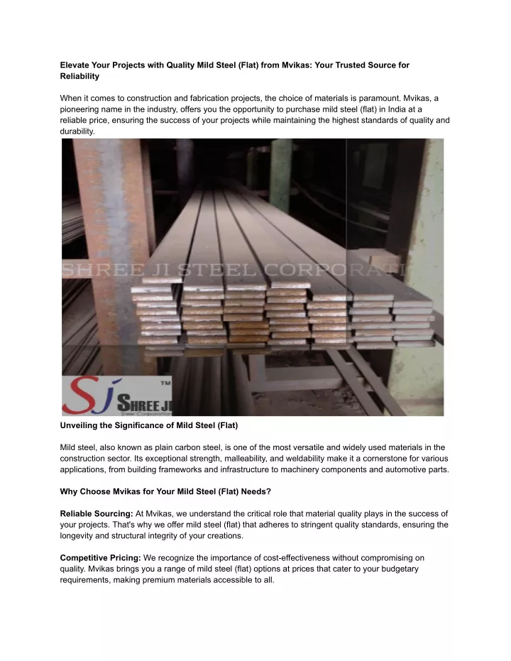 elevate your projects with quality mild steel