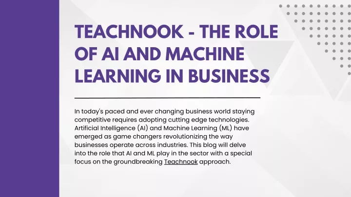 teachnook the role of ai and machine learning