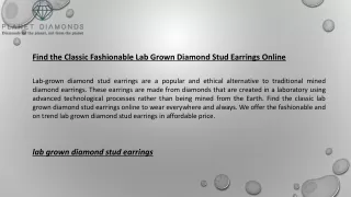 Find the Classic Fashionable Lab Grown Diamond Stud Earrings Online