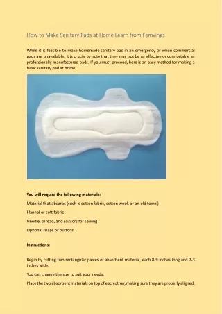 How to Make Sanitary Pads at Home Learn from Femvings