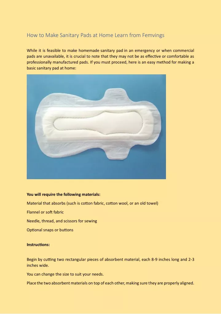 how to make sanitary pads at home learn from