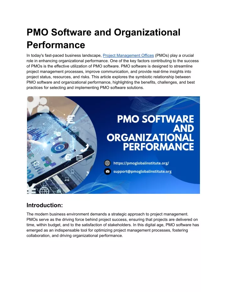 pmo software and organizational performance