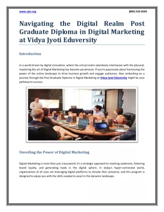 PG Diploma In Digital Marketing at Vidya Jyoti Eduversity