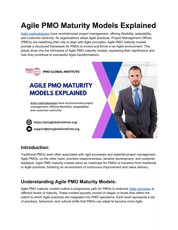 agile pmo maturity models explained