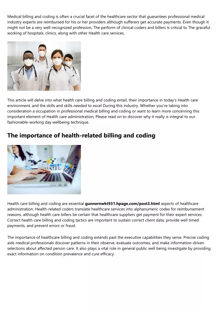 medical billing and coding is often a crucial