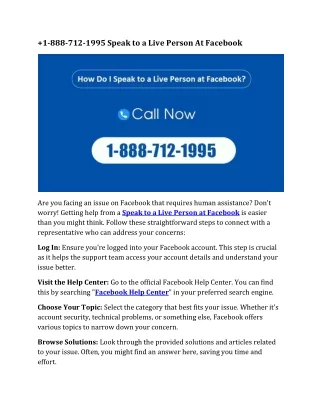 1-888-712-1995 Speak to a Live Person At Facebook