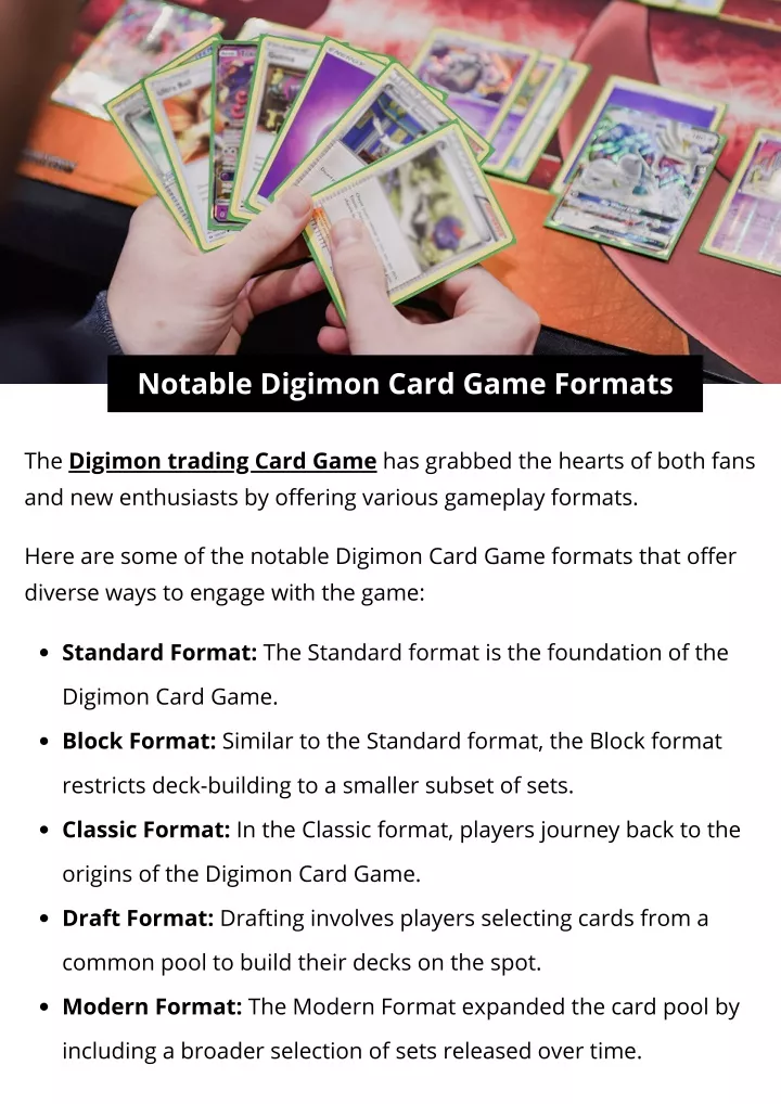 notable digimon card game formats
