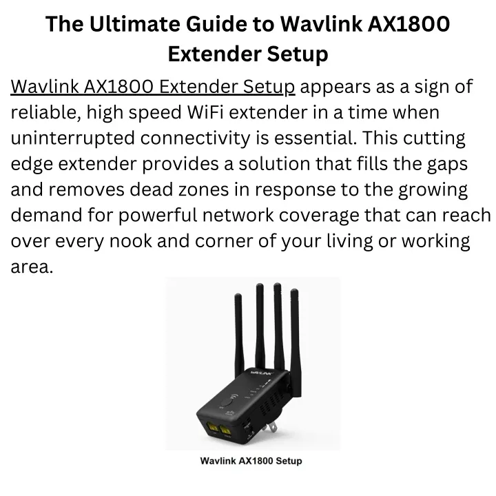 the ultimate guide to wavlink ax1800 extender