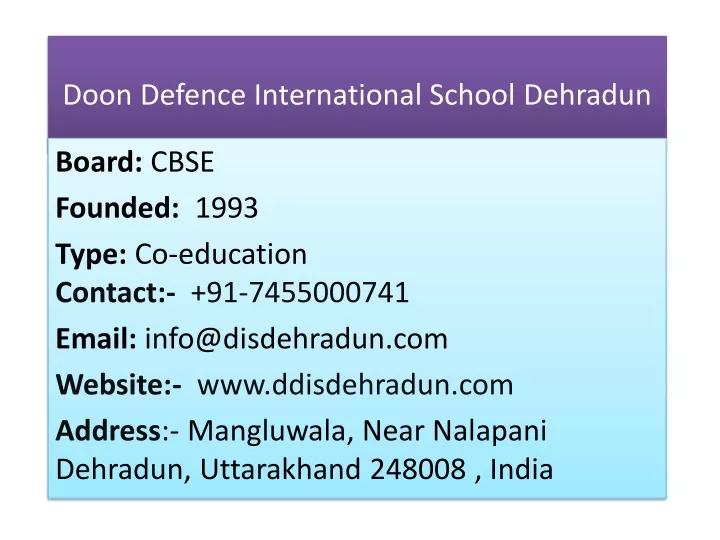 doon defence international school dehradun