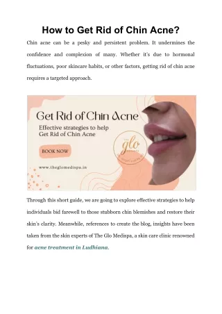 How to Get Rid of Chin Acne