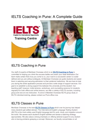 IELTS Coaching in Pune