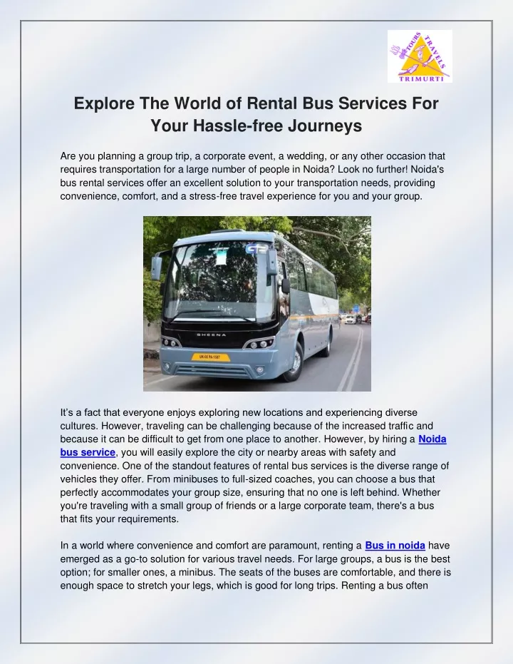 explore the world of rental bus services for your