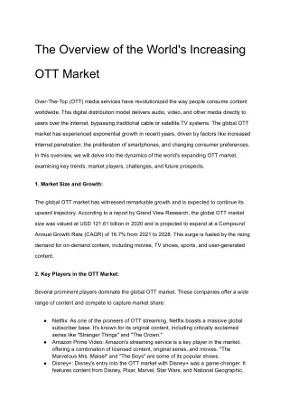 the overview of the world s increasing