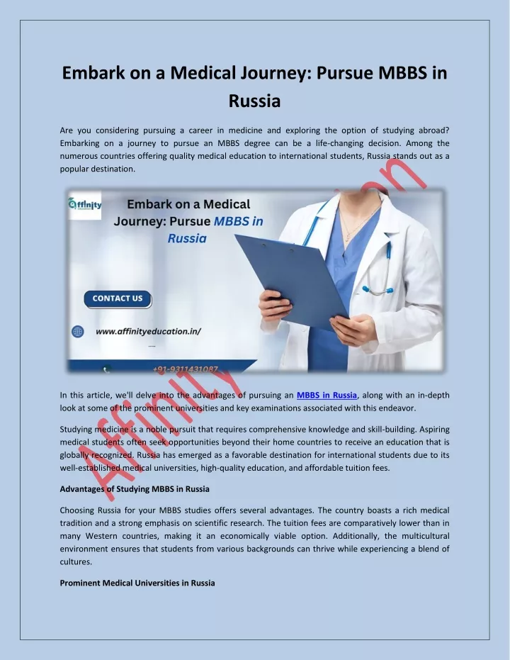 embark on a medical journey pursue mbbs in russia