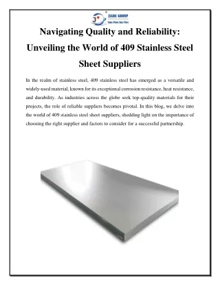 Navigating Quality and Reliability Unveiling the World of 409 Stainless Steel Sheet Suppliers