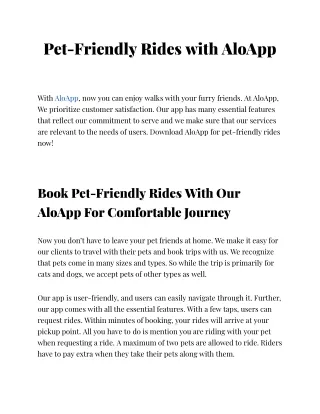 Pet-Friendly Rides with AloApp