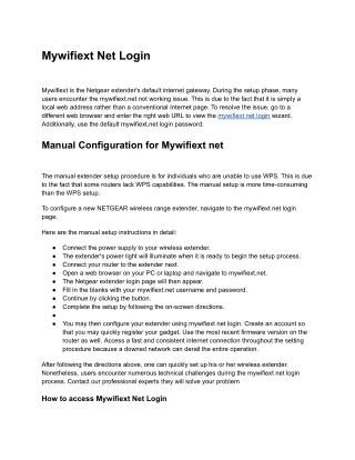 Mywifiext Net Login