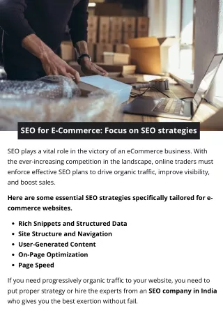 seo for e commerce focus on seo strategies