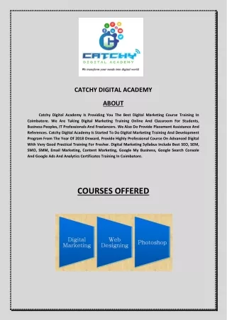 No.1 Digital Marketing Academy in Coimbatore with Best Placement Assistance