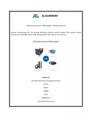 Wholesale Aluminum Profile Supplier | Aluminumapt.com