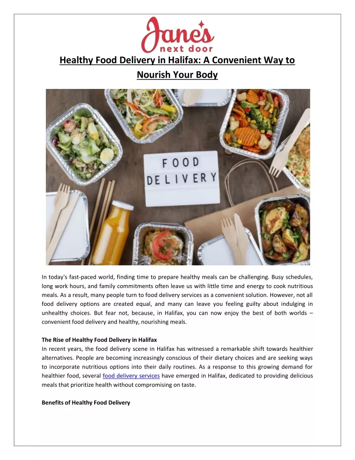 healthy food delivery in halifax a convenient