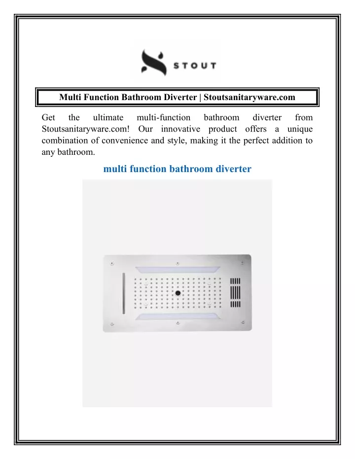 multi function bathroom diverter