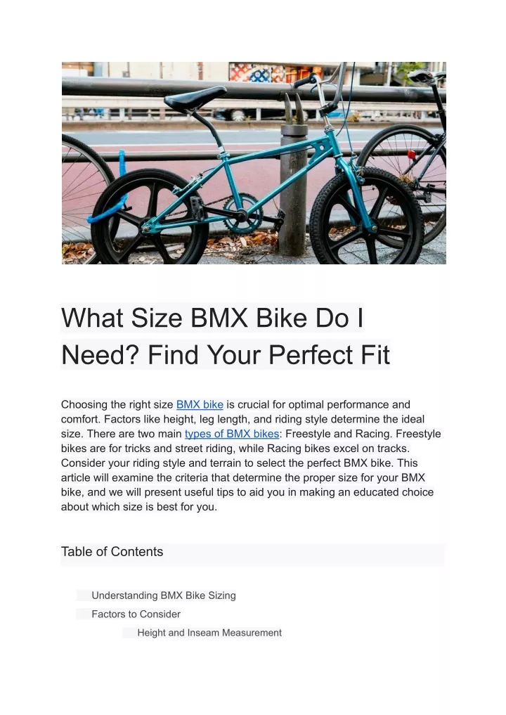 what size bmx bike do i need find your perfect fit