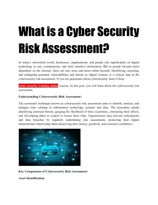 What is a Cyber security Risk Assessment