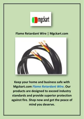 Flame Retardant Wire | Mgckart.com