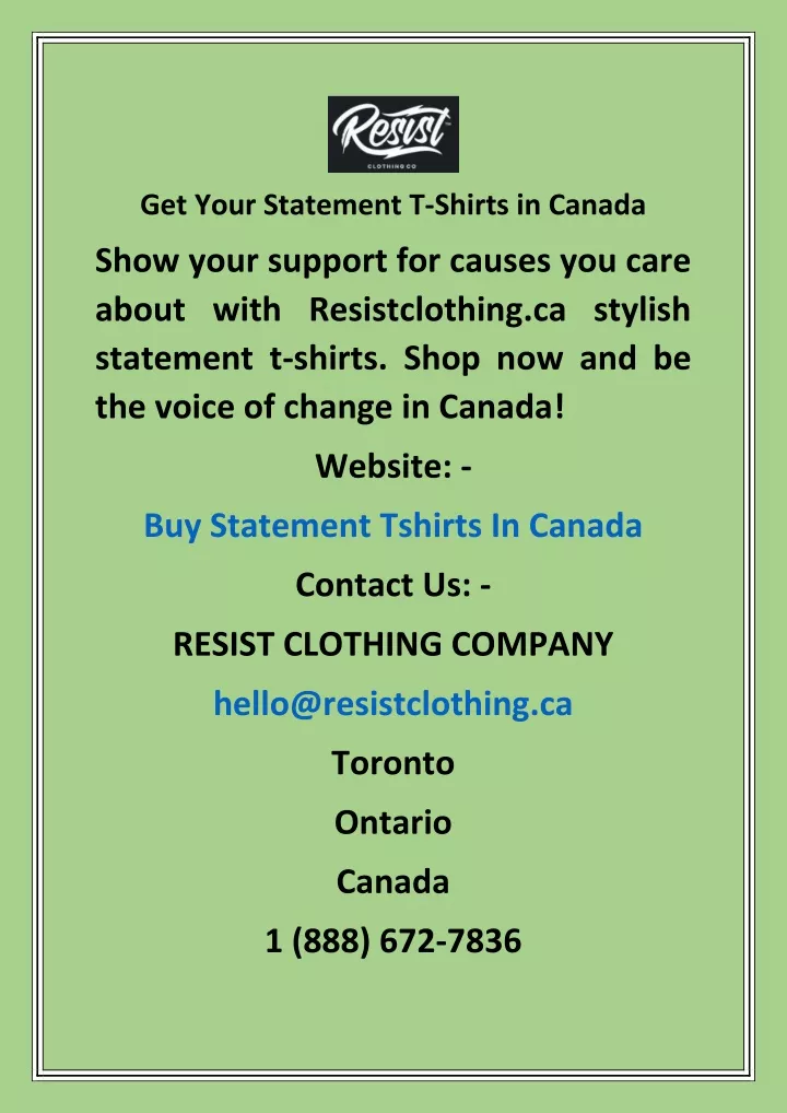 get your statement t shirts in canada