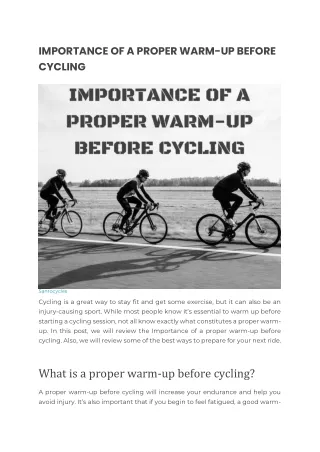 IMPORTANCE OF A PROPER WARM-UP BEFORE CYCLING