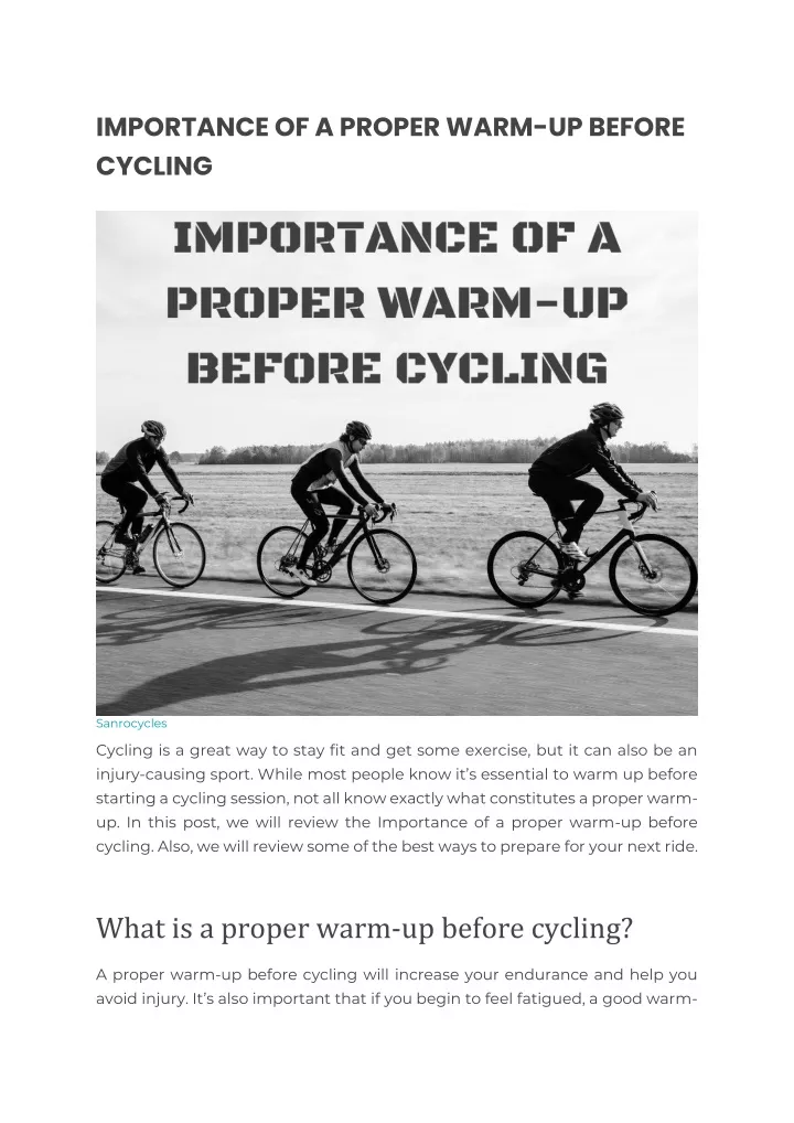 importance of a proper warm up before cycling